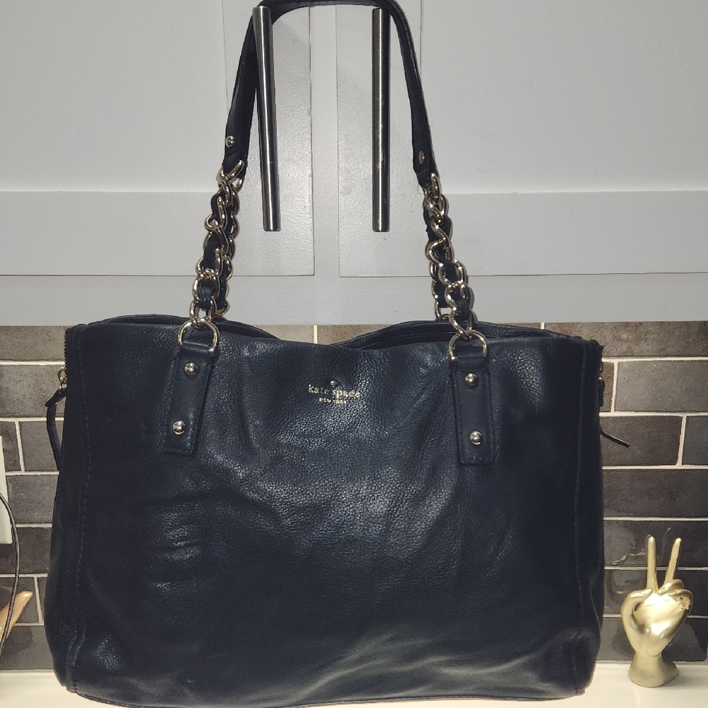 Kate Spade Black Expandable Shoulder Bag with Chain Straps